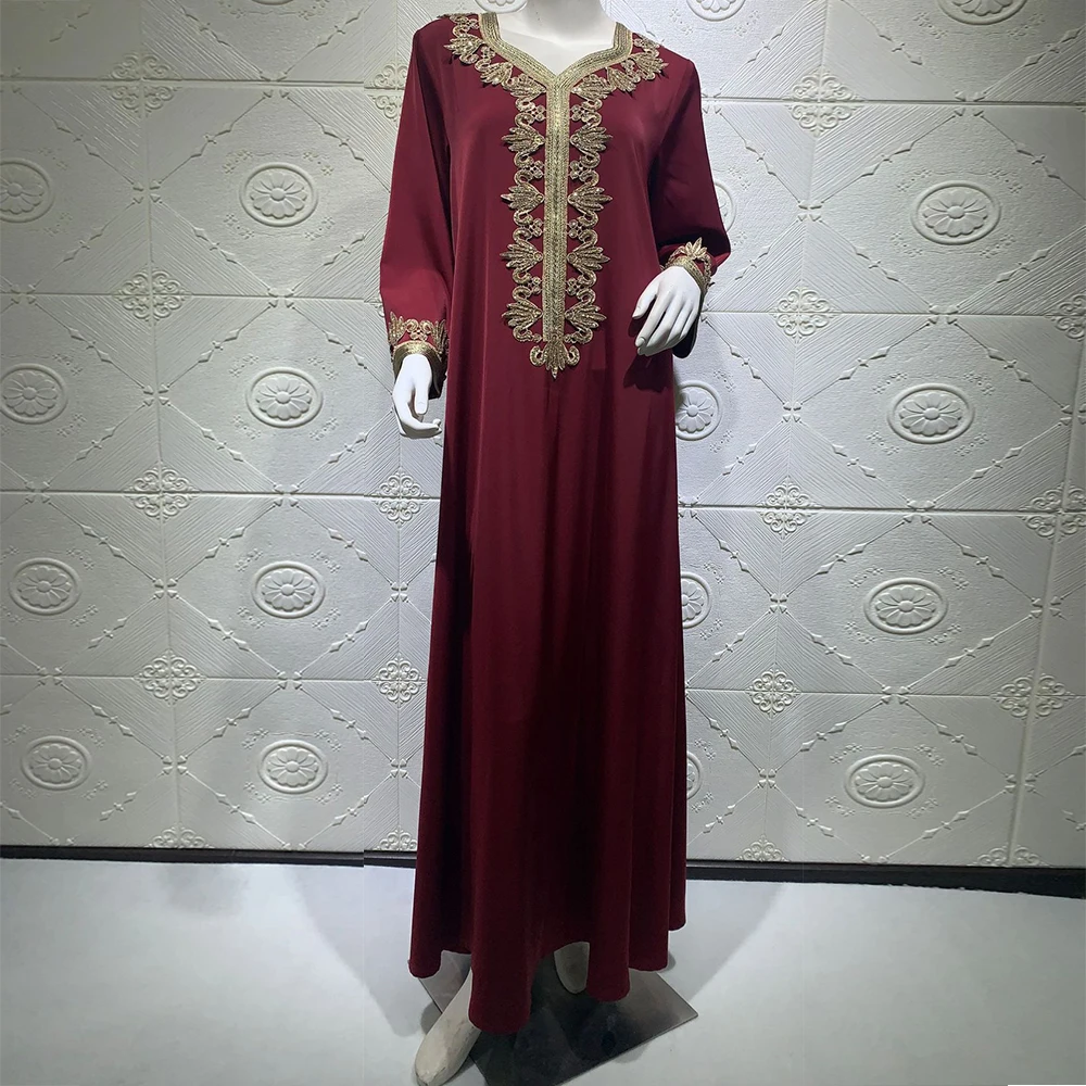 

Satin Dubai Muslim Abaya Jalabiya Embroidery Long Sleeve Islamic Women Clothing Middle East Moroccan Kaftan Arabic Turkey Robe