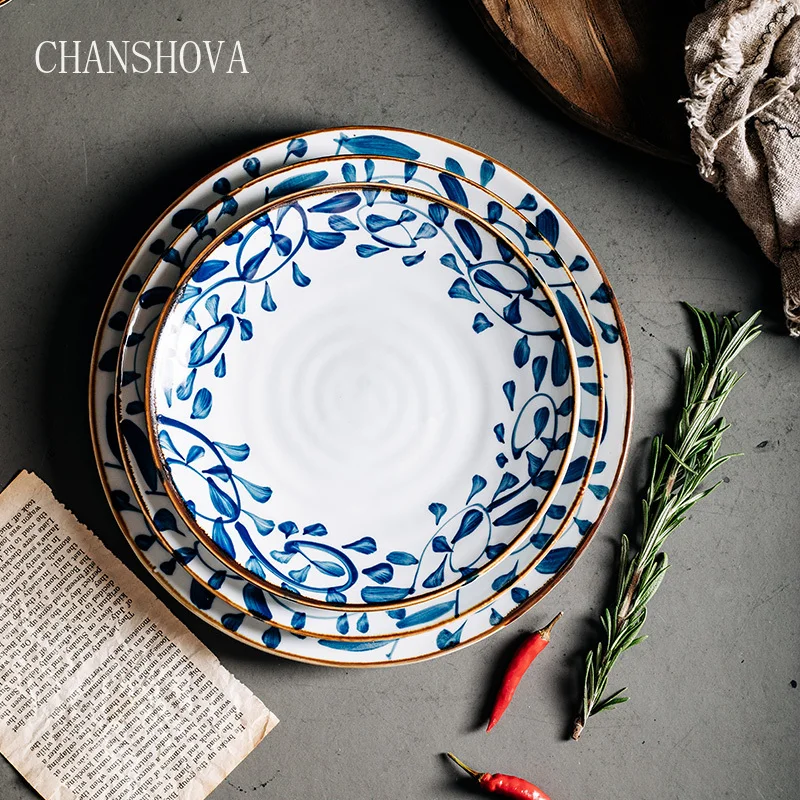 Круглая глазурованная керамическая обеденная тарелка CHANSHOVA с ручной росписью