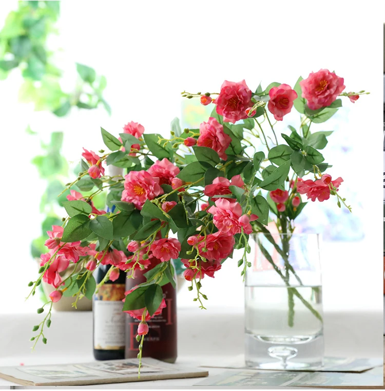 

Artificial Flowers 64cm Long Single Branch Red Chinese Rose,Home FurnishingsFlower arrangement in vase Desktop DIY Decoration