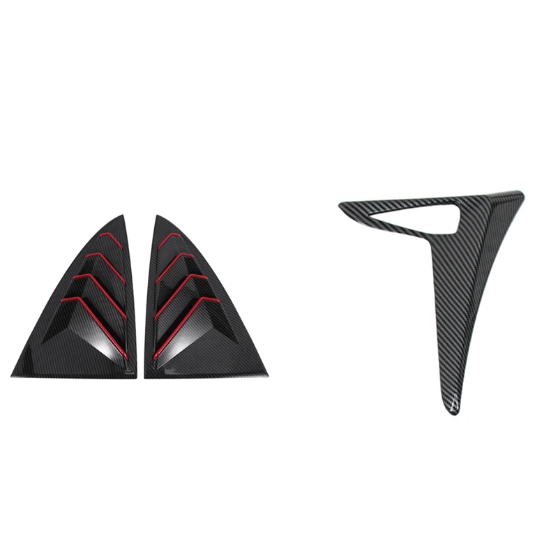 

2 Set Car Accessories: 1 Set Rear Triple-Cornered Window Louvers Side Vent Cover & 1 Set Side Camera Fender Cover Trim