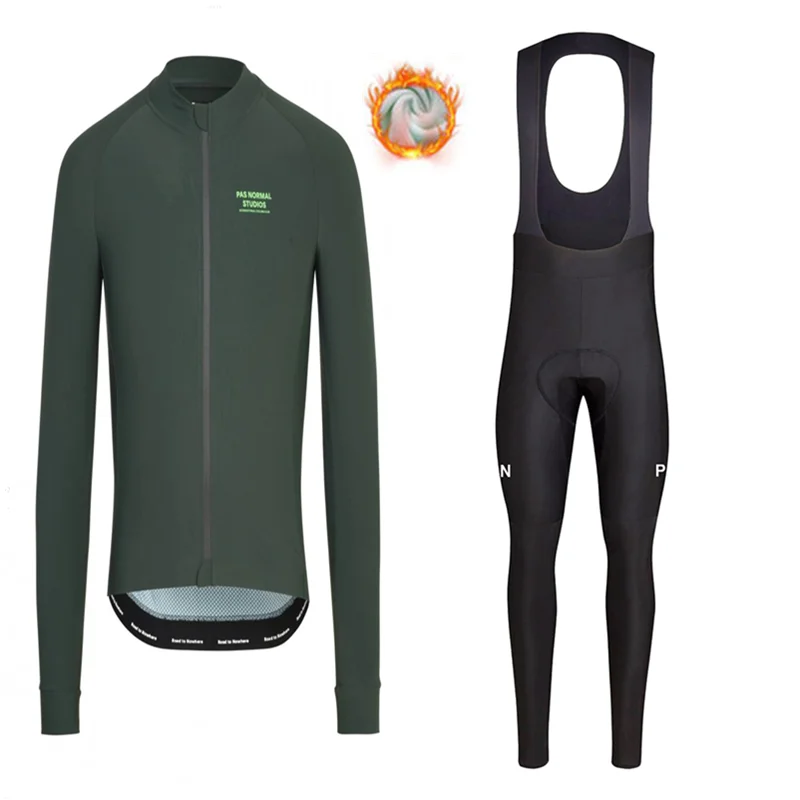 cycling jersey set 1 Зимняя шерстяная куртка для велоспорта с длинными рукавами, очень теплая Геотермальная жилетка, большой размер, тонкая, удобная куртка - Цвет: cycling jersey set 1