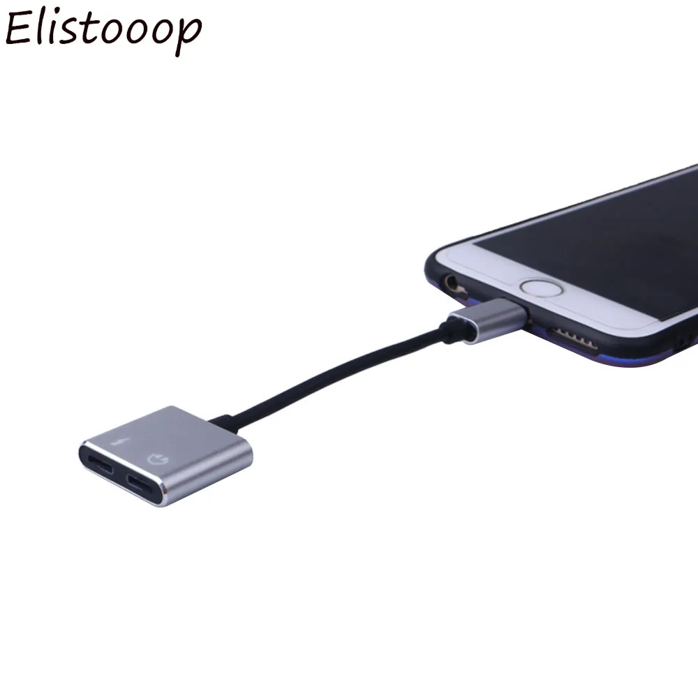 2 в 1 аудио адаптер зарядный кабель для наушников iPhone 7 8 plus X Aux разъем гарнитура