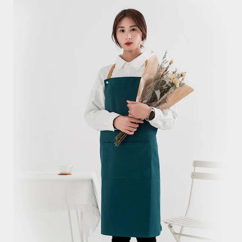 

Waterproof Oil-Proof Canvas Kitchen Cooking Aprons Adjustment Pinafore with Large Pocket Waitress Chef Florist Apron