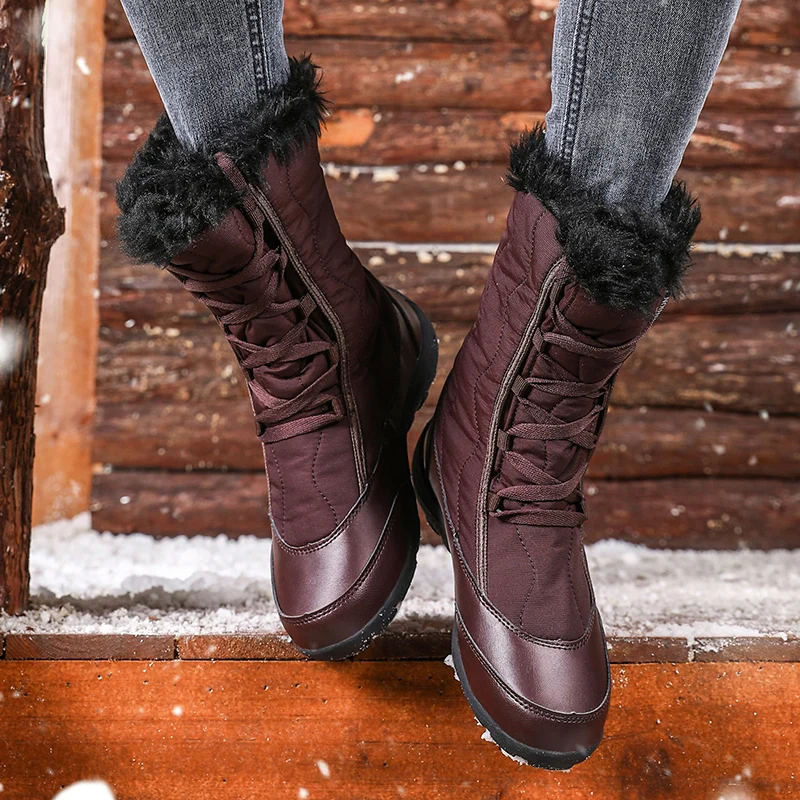 

2020 Winter Trekking Boots for Women Gray Blue Female Mountain Trainers Large Size Outdoors Snow Boot Woman High Top Hiking Shoe