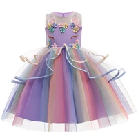 2021 fashion summer girl clothes childrens clothing unicorn elegant dresses for girls cosplay girl princess dress for 3 10 y