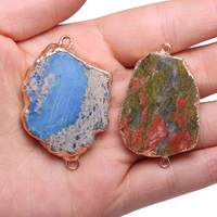 natural stone irregular shape double hole connector necklace pendant for jewelry making diy bracelet necklaces accessories