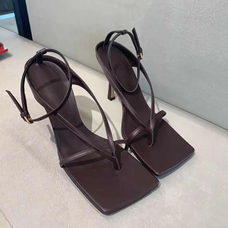

Prowow Thong Sandals Narrow Band Women Shoes Woman Gladiator Hot New Buckle Strap Designer Sandalias Mujer High Thin Heels