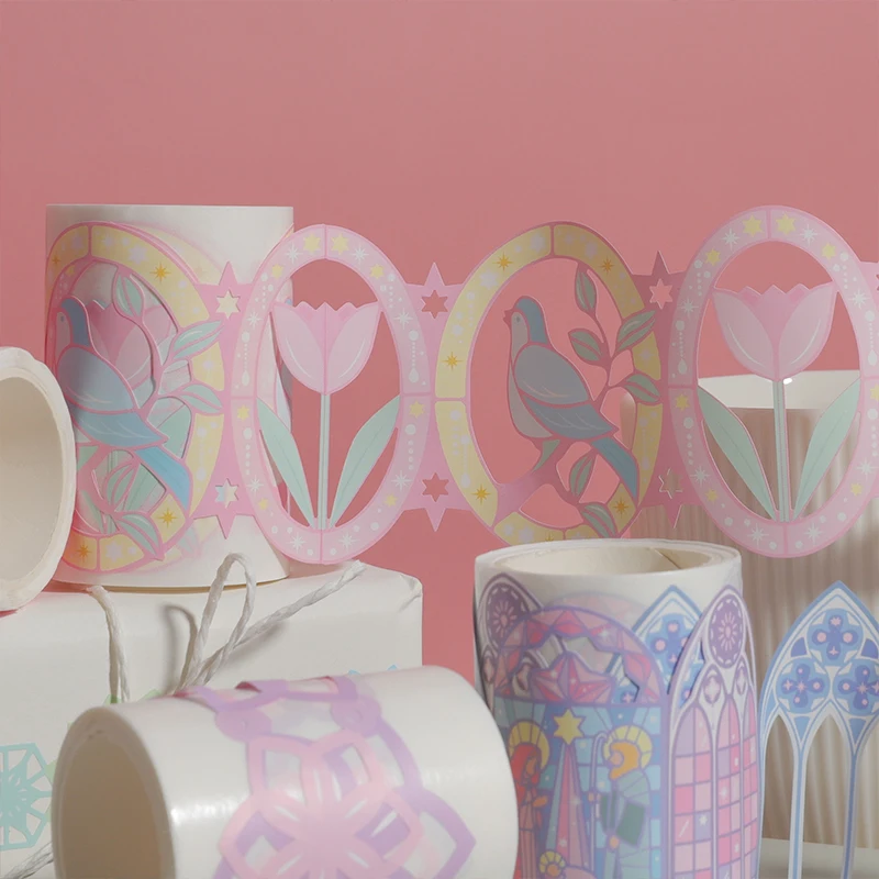 Креативный полый кружевное платье с цветочным рисунком птица лента Washi лепесток