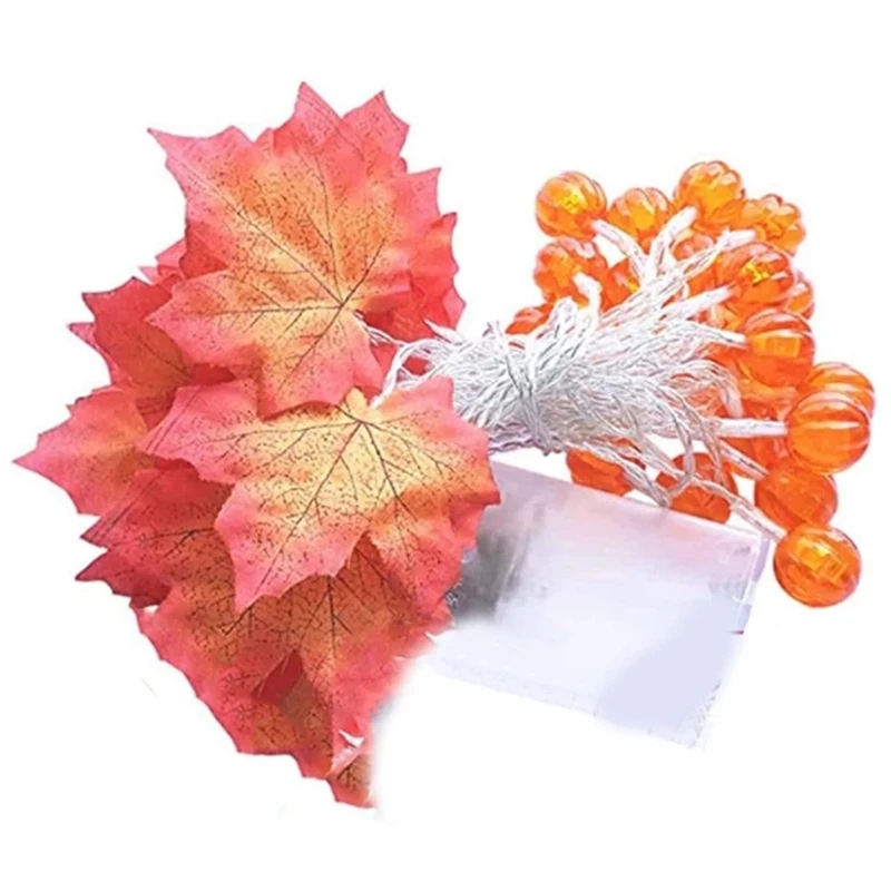

Thanksgiving Maple Leaves Pumpkin String Light 10 LED Halloween Lights For Festival Home Decorations Autumn House Fall