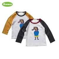 2020 high quality spring cotton long sleeve boys and girls white t shirt with cute zebra comfortable kids clothes
