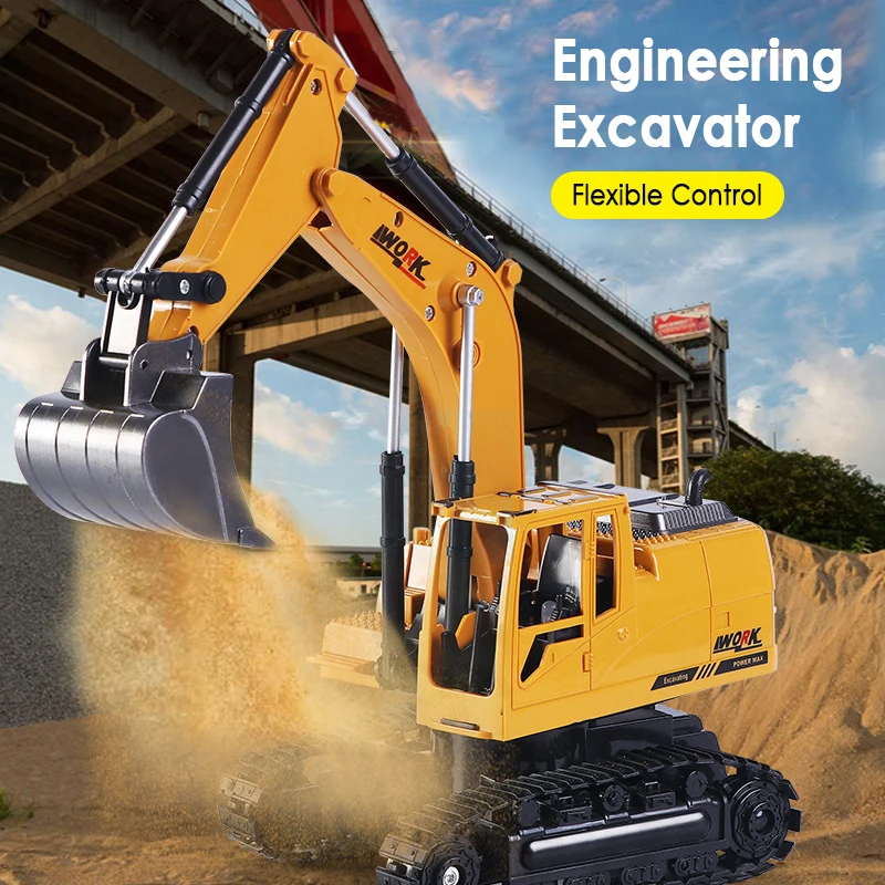 

Children RC Excavator Toy 2.4Ghz Engineering Car Alloy Truck Construction Vehicles For Kids Baby Christmas Gifts Remote Control