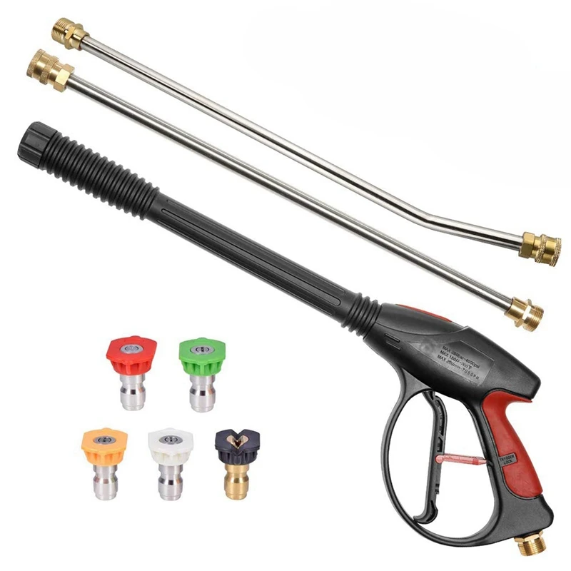 

NEW-4000PSI High Pressure Washer Spray G-Un,M22 14mm Car Washer Foam Cleaning Tool with 5 Nozzles and 30° Degree Curved Rod