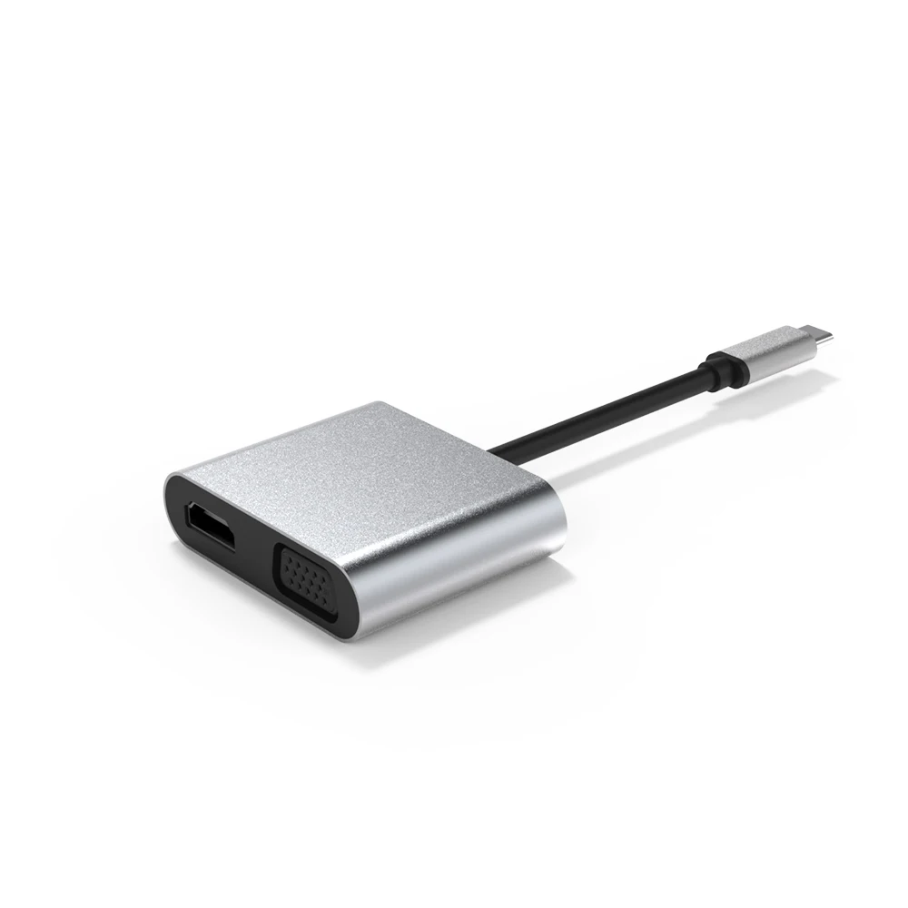 Адаптер для видеоконвертера DeepFox 2 в 1 Usb Type C на 4k Hdmi Vga T Usb-C внешний адаптер