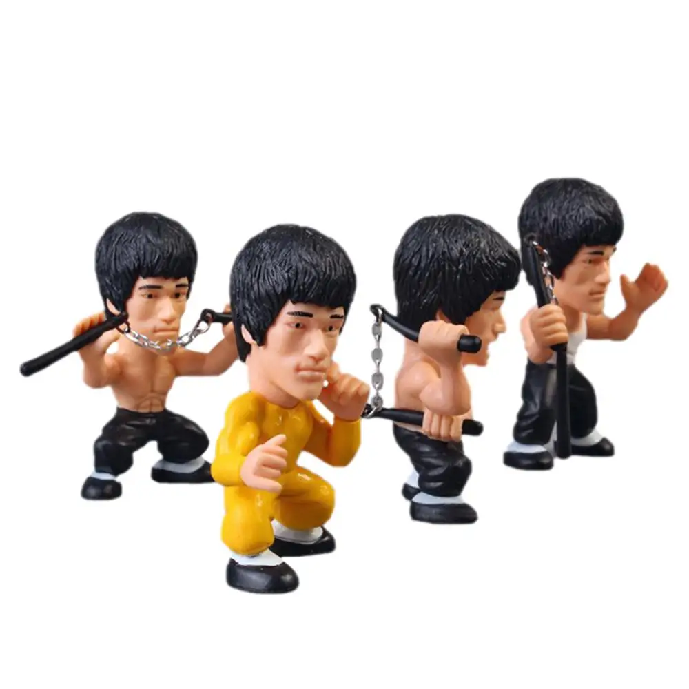 

4pcs 3 inch 8cm PVC Model for King of Kung Fu Bruce Lee Action Figure 75th Anniversary Decorations Toy