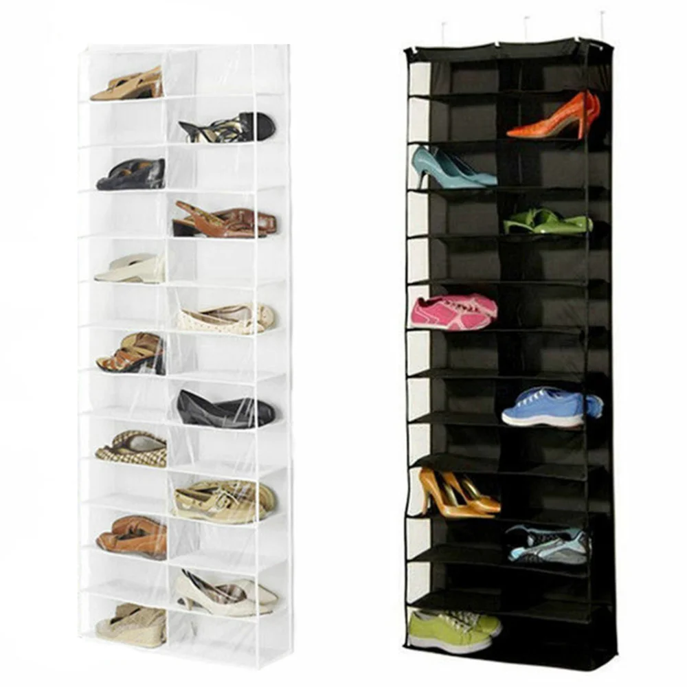 

2PCS 26 Pockets Over the Door Hanger Shoes Organizer Closet Shelves Rack Hanging Storage Space Saver (White)