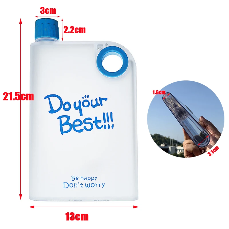 

380ml Portable Flat Water Bottle Plastic Cup for Gym Climbing Picnic Leak Proof Travel Cycling Water Botlte for Outdoor Sports