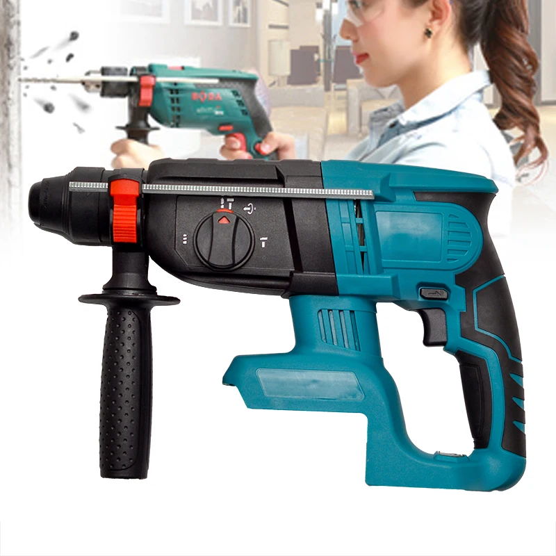 10000BPM Electric Hammer Impact Drill Rechargeable Brushless Cordless Rotary Function For 18V Makita Battery 