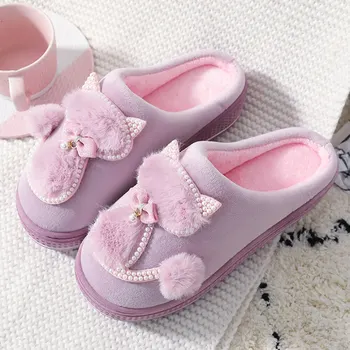 Cotton Shoes Women 2021 Cute Slippers Ladies Platform Indoor Shoes For Women Winter Home Slippers Female Warm Footwear Dropship 1