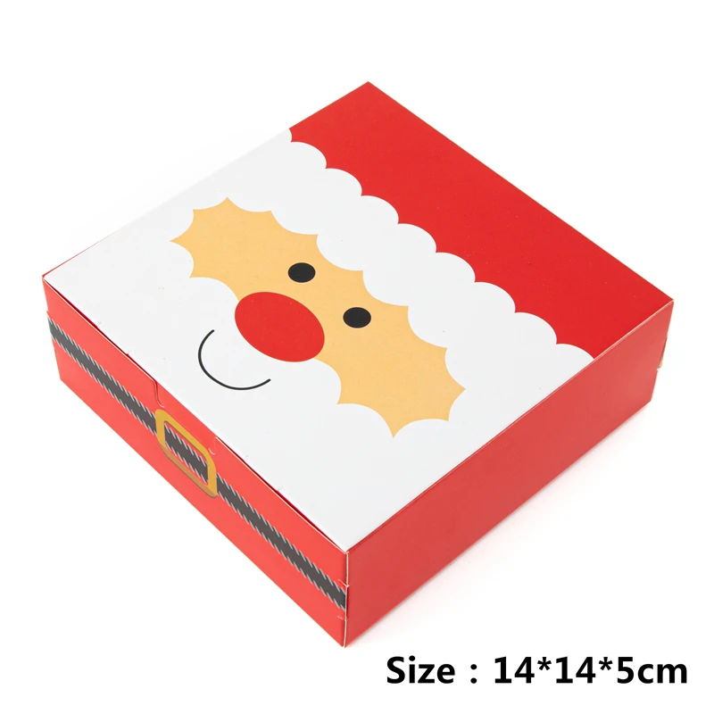 

5pcs Merry Christmas Cookies Box New Year Gift Boxes Packaging Case Handmade Candy Biscuit Chocolate Storage Box Santa Claus