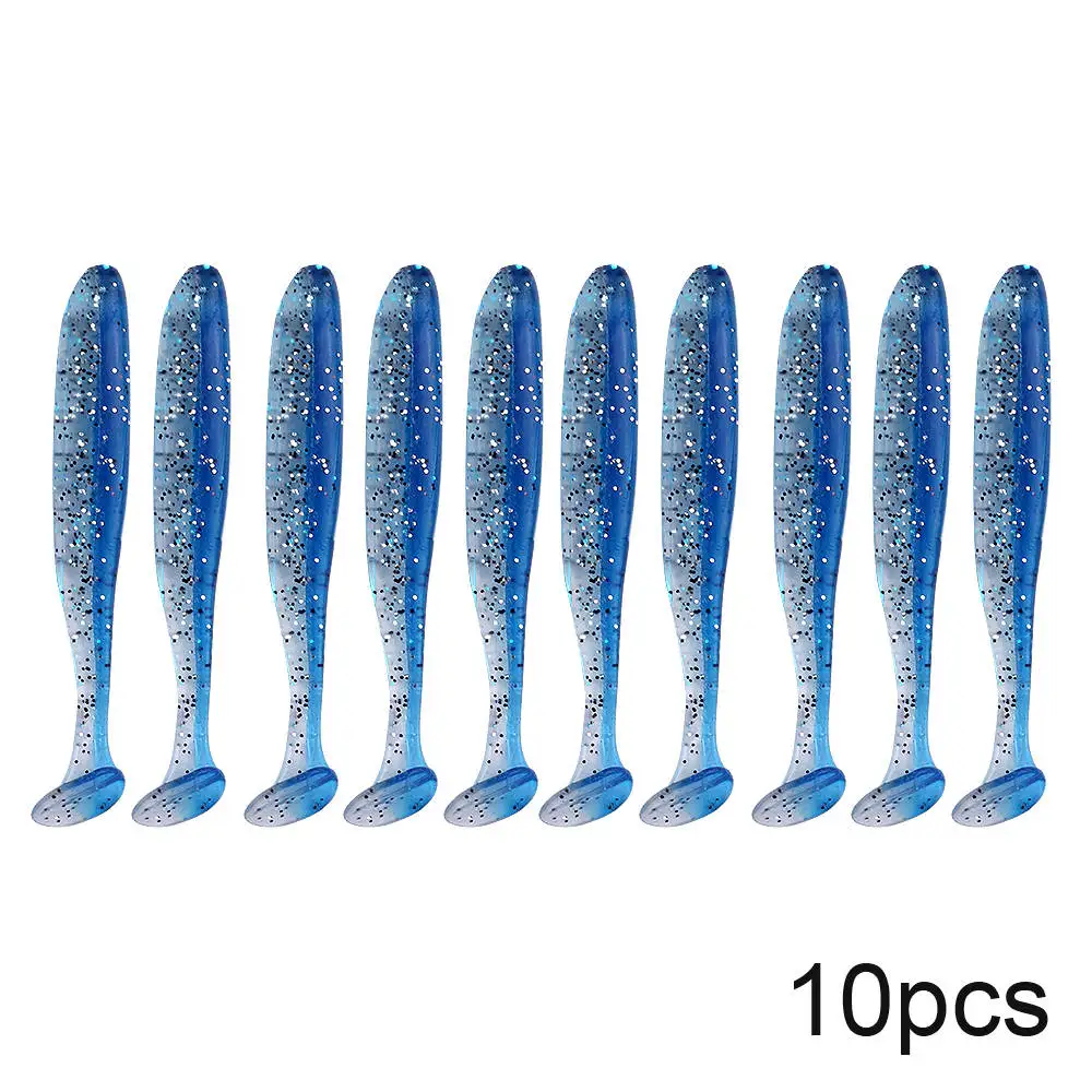 

10pcs Simulation Soft Silicone Bait With T-Tail, Bass Fishing, Swing, 70mm
