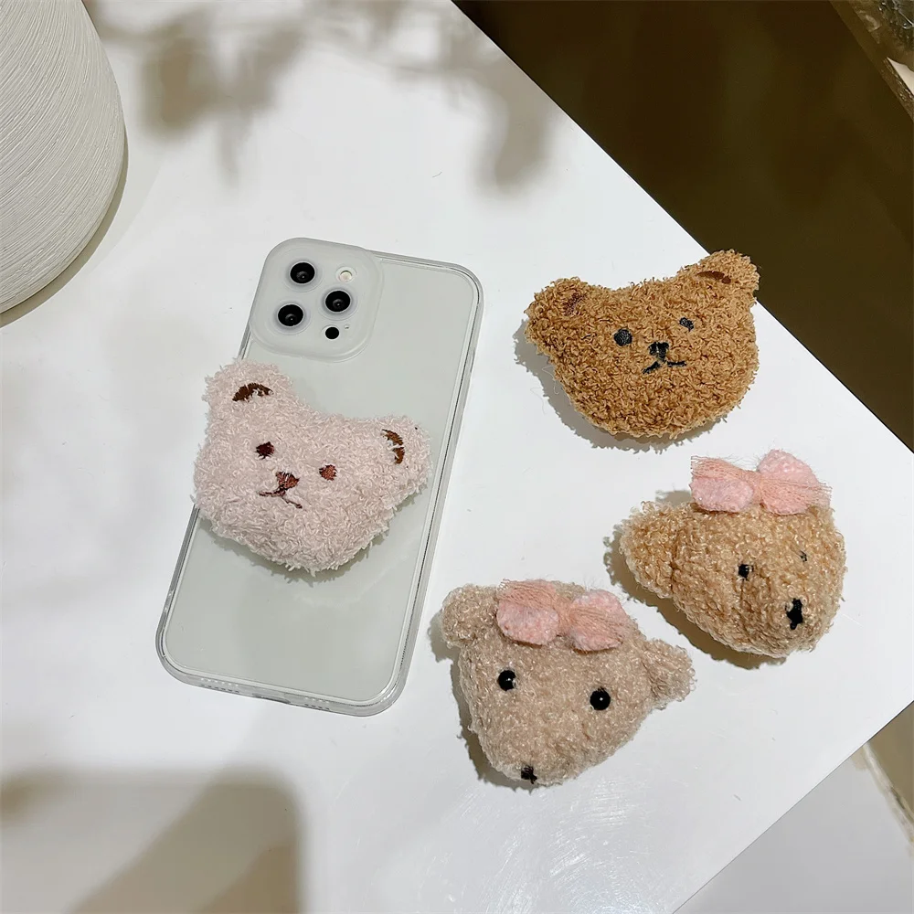 

Korean Letter Plush flowers Crystal Bracket Clear Soft Case For IPhone 11 12 13 Pro Max X XR XS Max Lovely Bumper Back Cover