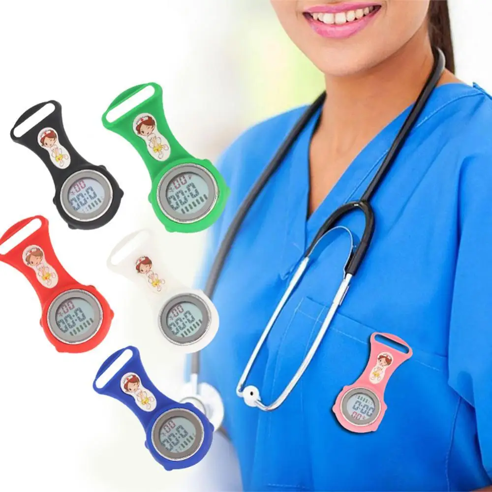 

Luminous Mini Digital Silicone Calendar Nurse Watch Doctor Pocket Clock Brooch Lapel Doctor Nursing Timepiece Quartz Clock note