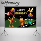 В виде динозавров из мультиков поезд фон с днем рождения баннер на выход и для дней рождений, Детская вечерние фон для фотосъемки в фотостудии Виниловый фон