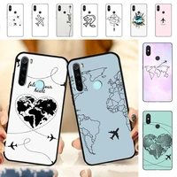 yndfcnb world map travel airplane phone case for redmi note 8 7 9 4 6 pro max t x 5a 3 10 lite pro