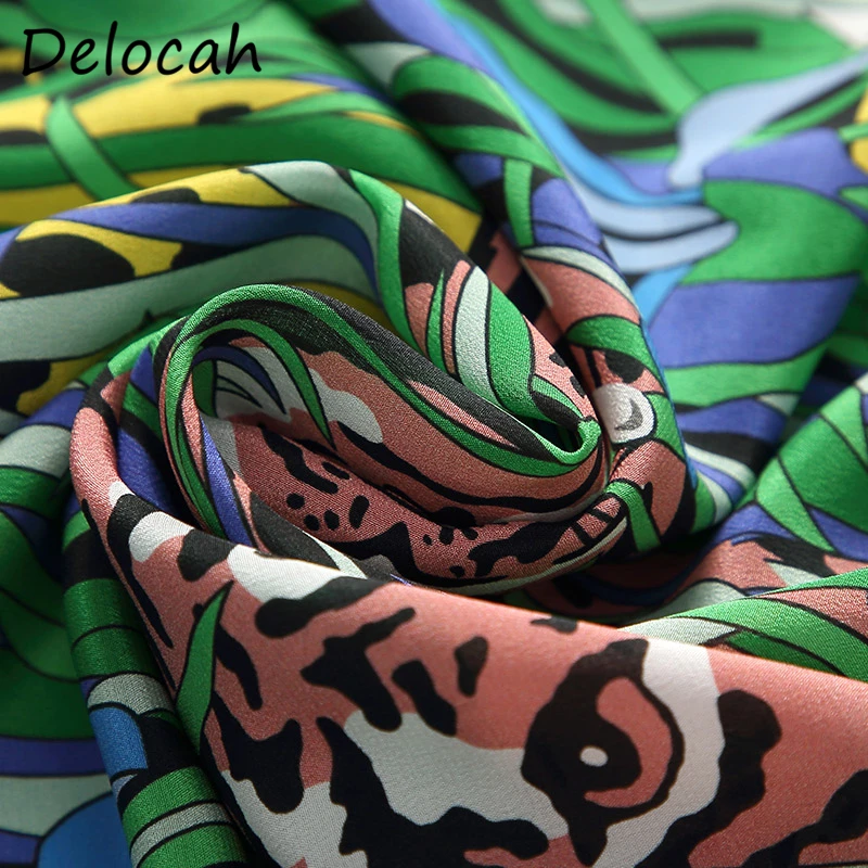 

Delocah Summer Women Cool Thin Mulberry Silk Dress Half Sleeve Little Tiger Printed Elegant Female Office Pencil Midi Dresses