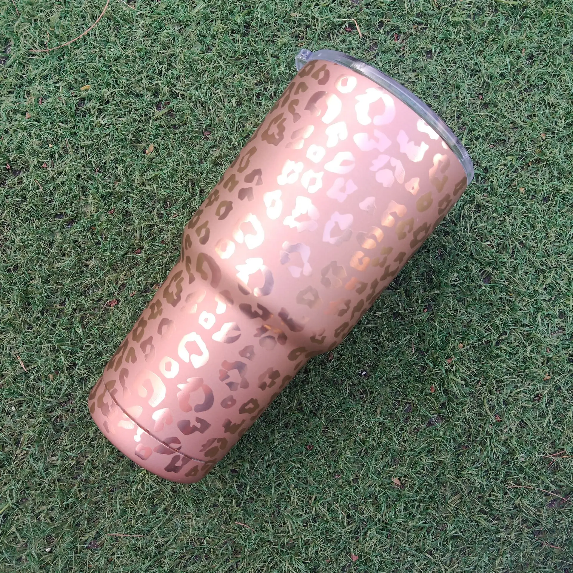 RTS 30 Oz Sample Gift Tumbler Free Ship Fashion Gold Champagne Cheetah Women Stainless Steel Double Wall Rose Gold Leopard Cup