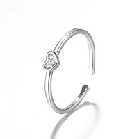 romantic love adjuestable size zircon sweet heart rings charm silver plated luxury women jewelry gifts