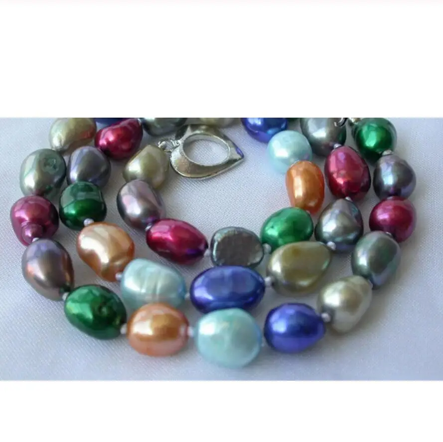 Free shipping stunning 9-11mm baroque multicolor freshwater cultured pearl necklace AAA | Necklaces