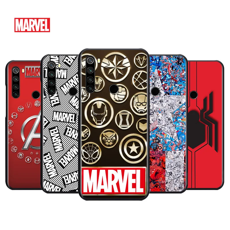 

Marvel Logo Fashion For Xiaomi Redmi Note 4 4X 5 5A 6 7 8 8T 7S 9S 9T 10 10S 5G Pro Prime Max Balck Soft Silicone Phone Case