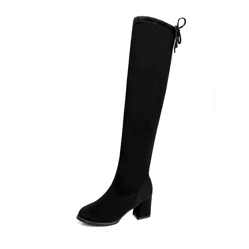 

2021 Women Sexy Thigh High Boots Autumn Winter Over The Knee Chunky High Heels Quality Suede Long Boots Female Fashion Shoes
