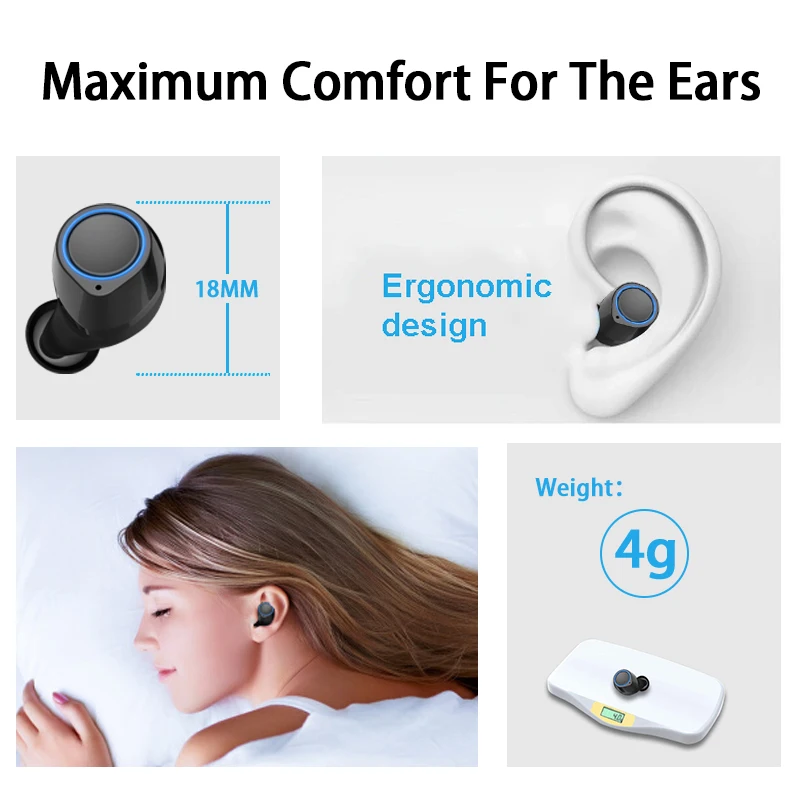 Bluetooth наушники беспроводные стерео с шумоподавлением мини микрофоном для Samsung