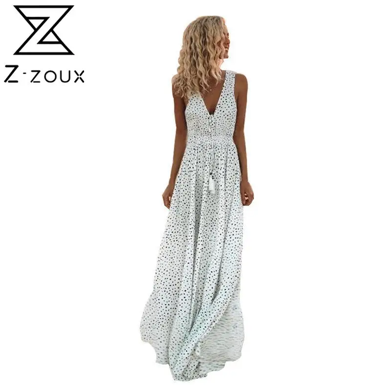 Женское платье в горошек с V-образным вырезом без рукавов | Женская одежда