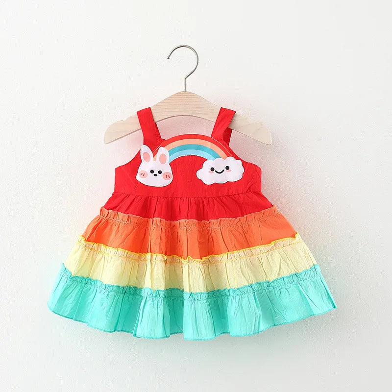 

Summer Toddler Girl Dress For Newborn Clothes Cute Rainbow Camisole Princess Baby Dress Tutu Infant Birthday Party Vestidos 0-3Y
