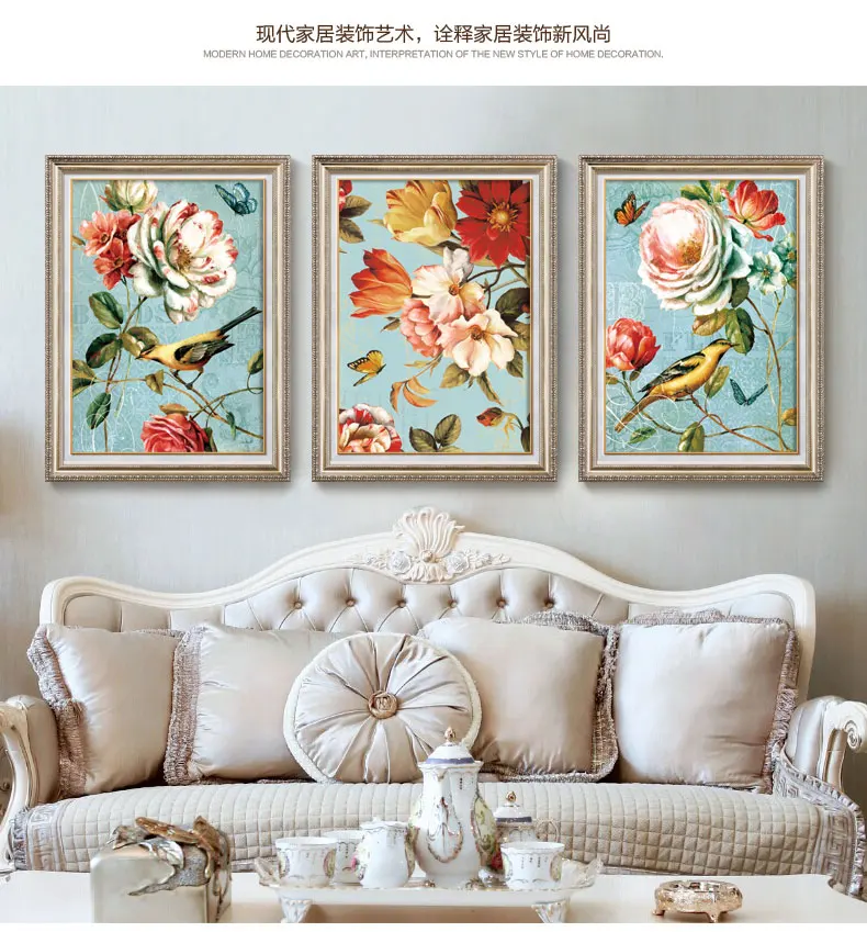 

Triptych Diamond Painting Embroidery peony birds 3 piece Cross-Stitch Kits 3D Diamond Mosaic flowers Wall Stickers Handicraft