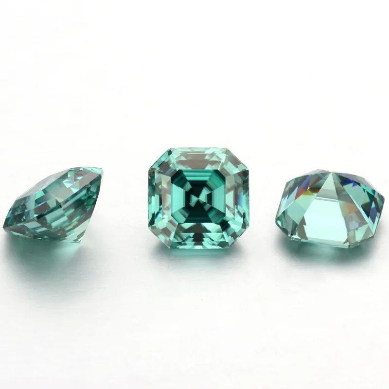 Square Green Moissanite Loose Stone 1ct, VVS Diamond Alternatives DIY Jewelry Material Custom Jewelry
