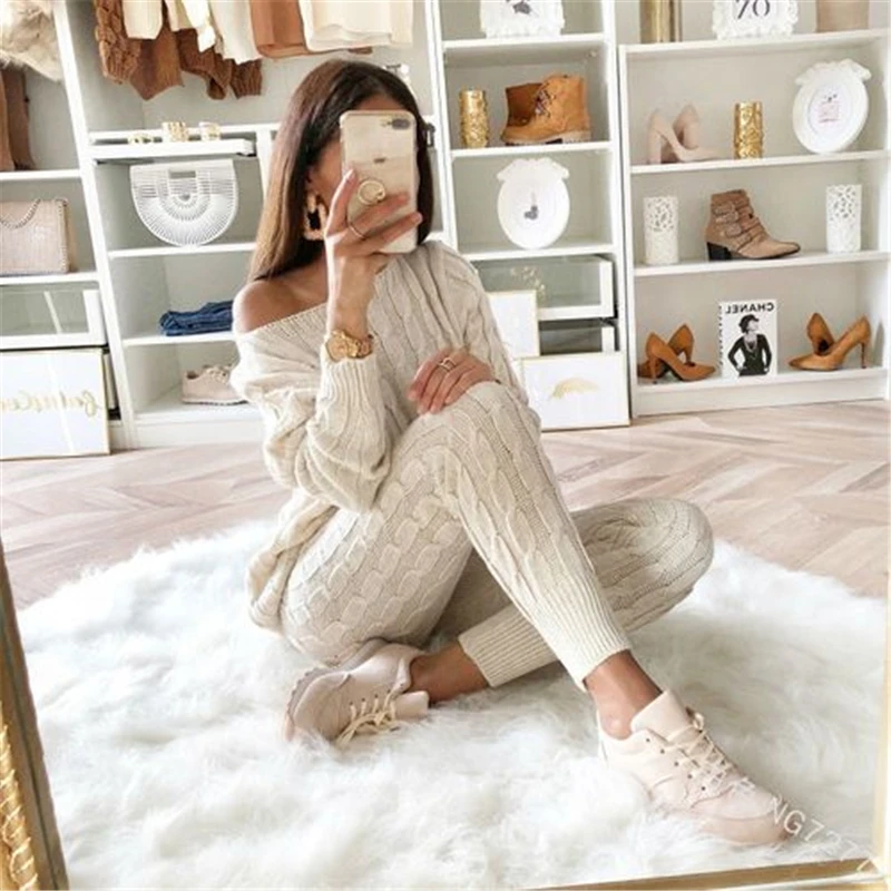 2019 New Casual Women Sweaters Clothes Sets Autumn Winter Cool Knitted Fashion Outfits High Quality Hot Sell Plus Size |