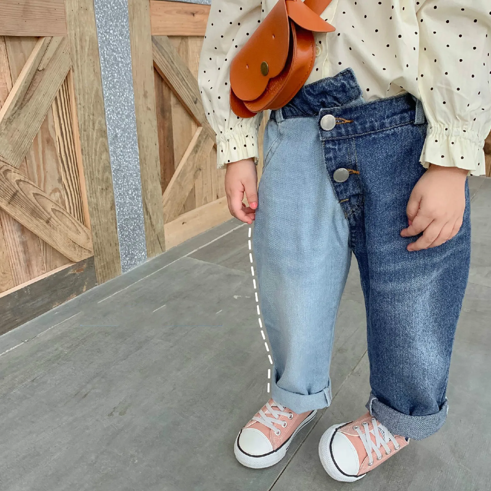 Осенняя модная джинсы с пэчворком в Корейском стиле для мальчиков и девочек 2019