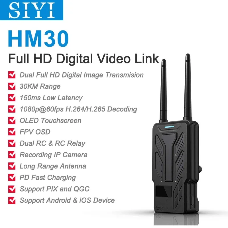 Фото Цифровая Видеосистема SIYI HM30 Full HD передатчик дистанционное управление сенсорный