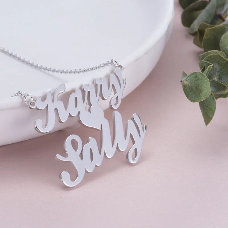 Ожерелье с двойным именем ожерелье двумя именами на заказ персонализированным