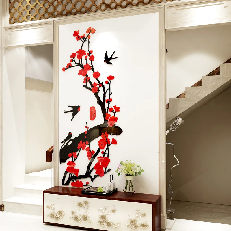 Цветок сливы акриловые наклейки на стену 3d гостиная крыльцо коридор ресторан