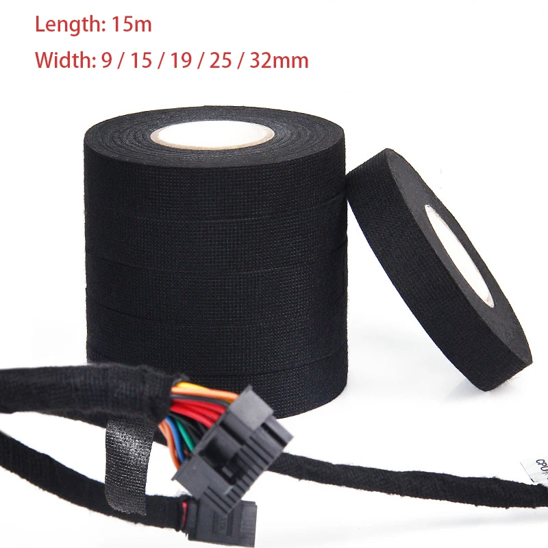 

15 Meter Heat-resistant Flame Retardant Noise Reduction Tape Coroplast Adhesive Cloth Tape For Car Cable Harness Wiring Loom Pr