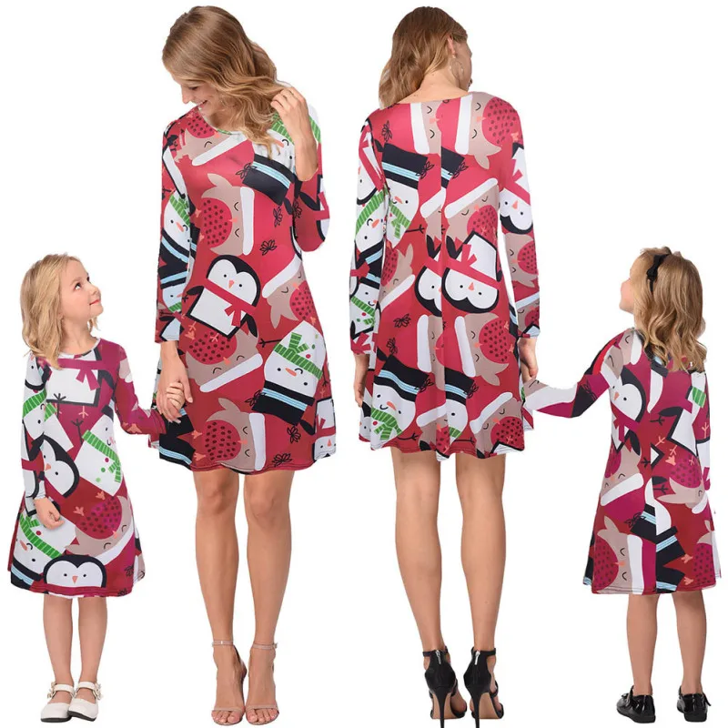 Рождественское семейное платье для мамы и дочки коллекция 2019 года осеннее с