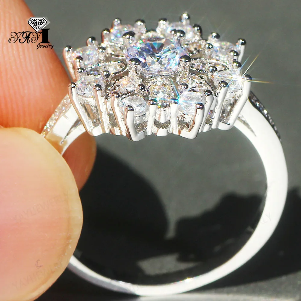 Ювелирные изделия YaYI огранка Принцесса 4.3CT белый циркон серьги из серебра