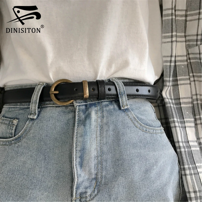 DINISITON Female Genuine Leather Belts For Women Jeans Dress Waist Strap Pin Buckle Belt Casual Cummerbunds Luxury Brand