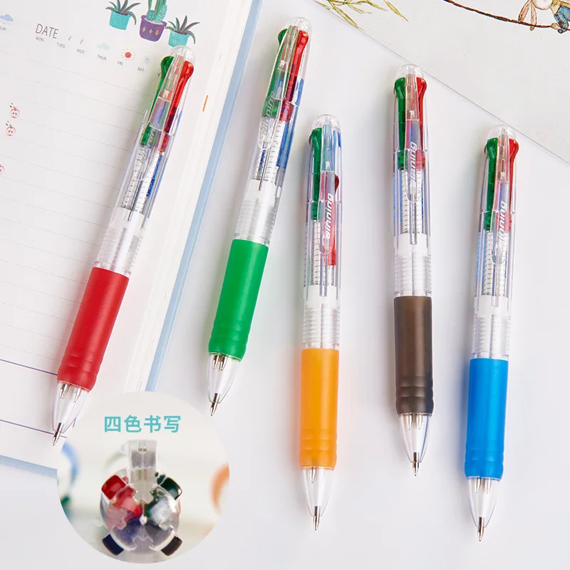 4pcs Red blue black green four color writing pen 0.7mm signature plastic ballpoint school office stationery | Канцтовары для офиса