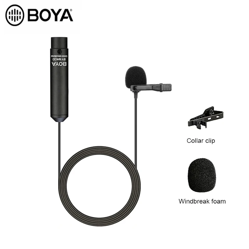 BOYA BY-M4C &amp M4OD Phantom Мощность Clip-On кардиоидный XLR петличный микрофон с пушкой разъем
